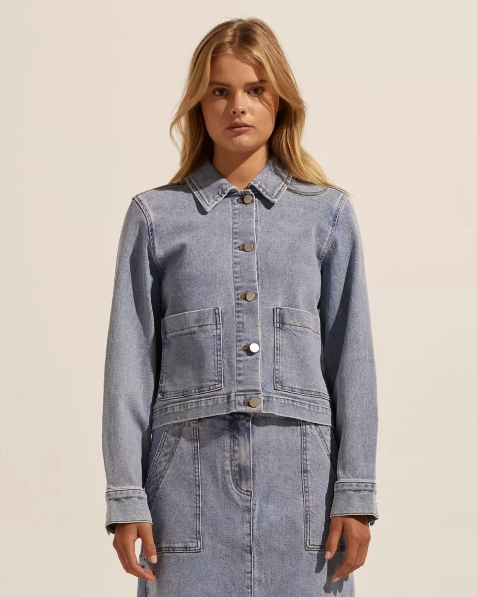 Online Measure Jacket-Washed Denim Women Jackets