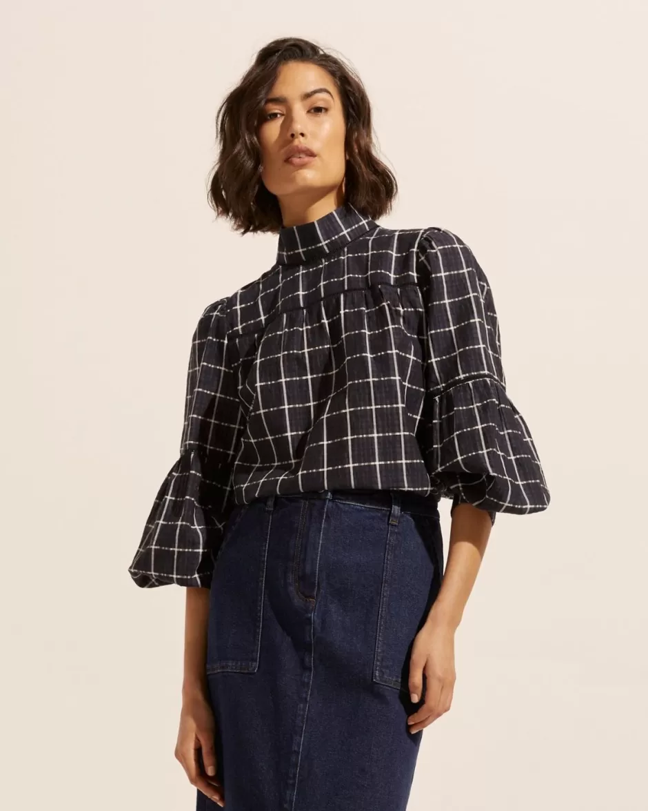 Outlet Pace Top-Black Check Women Tops