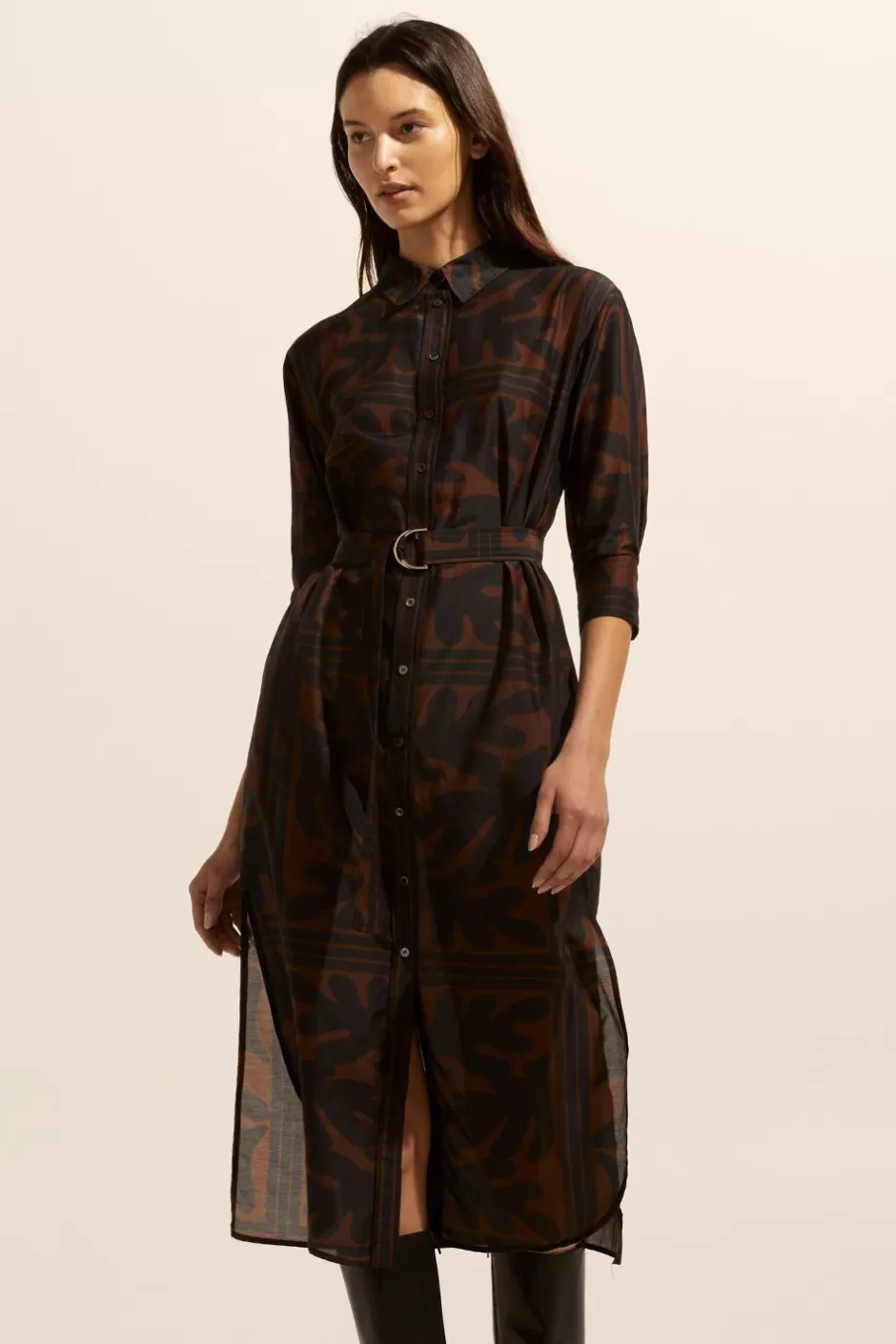 New Pinpoint Dress-Choc Frond Women Dresses