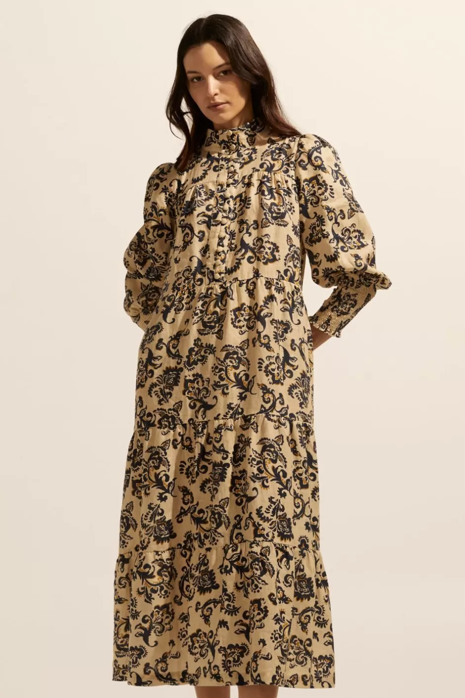 Cheap Recruit Dress-Ochre Floral Women Dresses