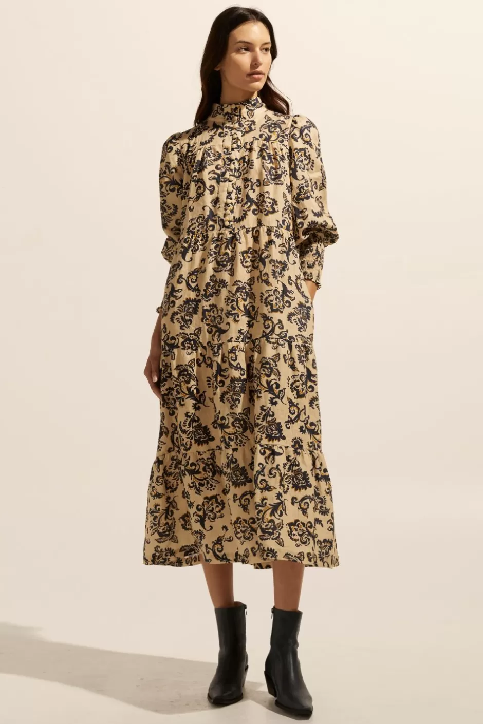 Cheap Recruit Dress-Ochre Floral Women Dresses